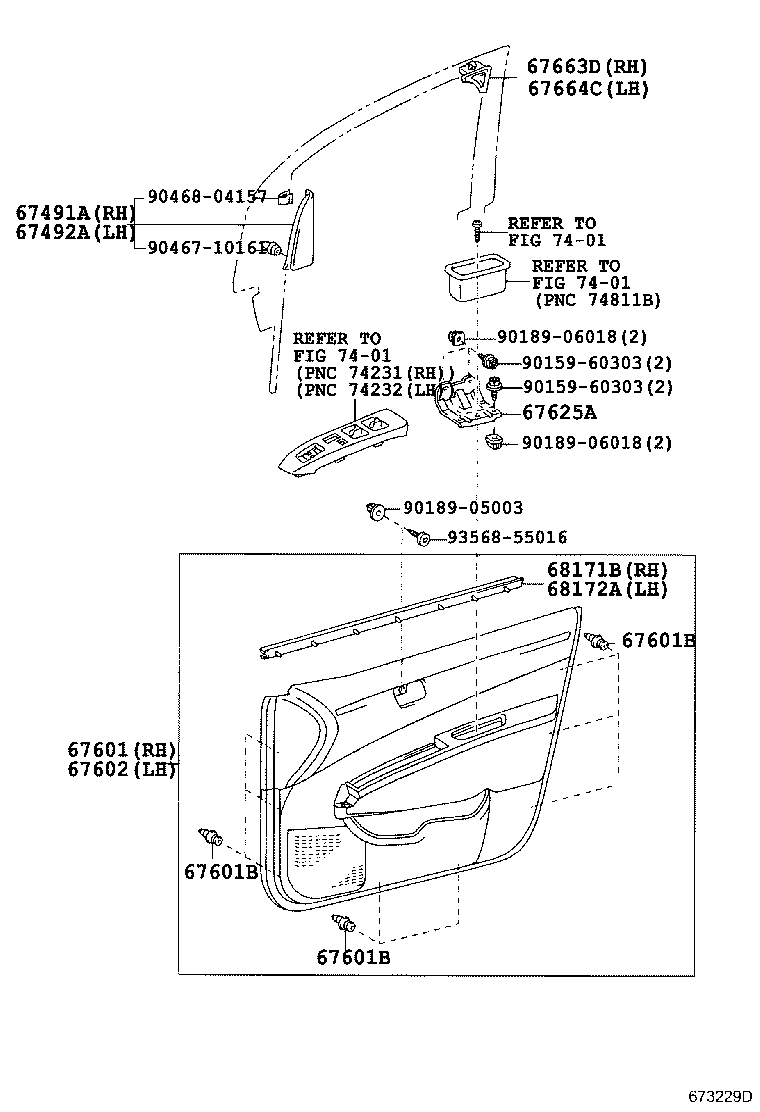 Toyota 67610-47130-C1 BOARD SUB-ASSY, FRONT DOOR TRIM, RH