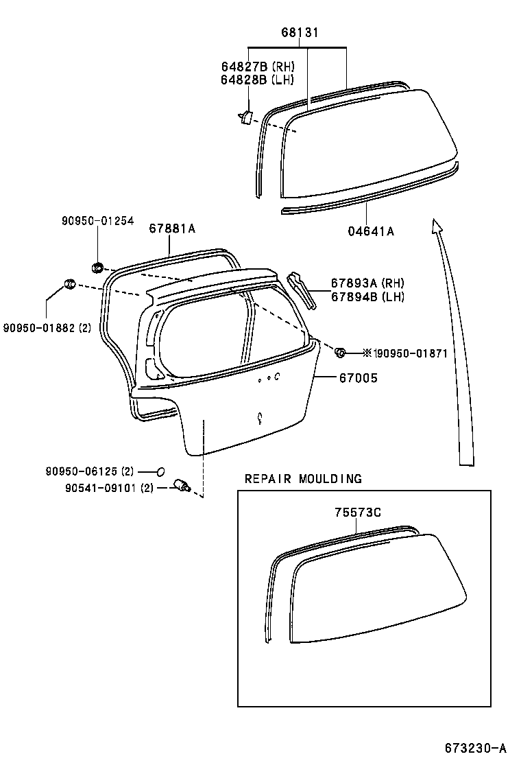 Toyota 90467-05165-B0 CLIP(FOR BACK DOOR TRIM BOARD)