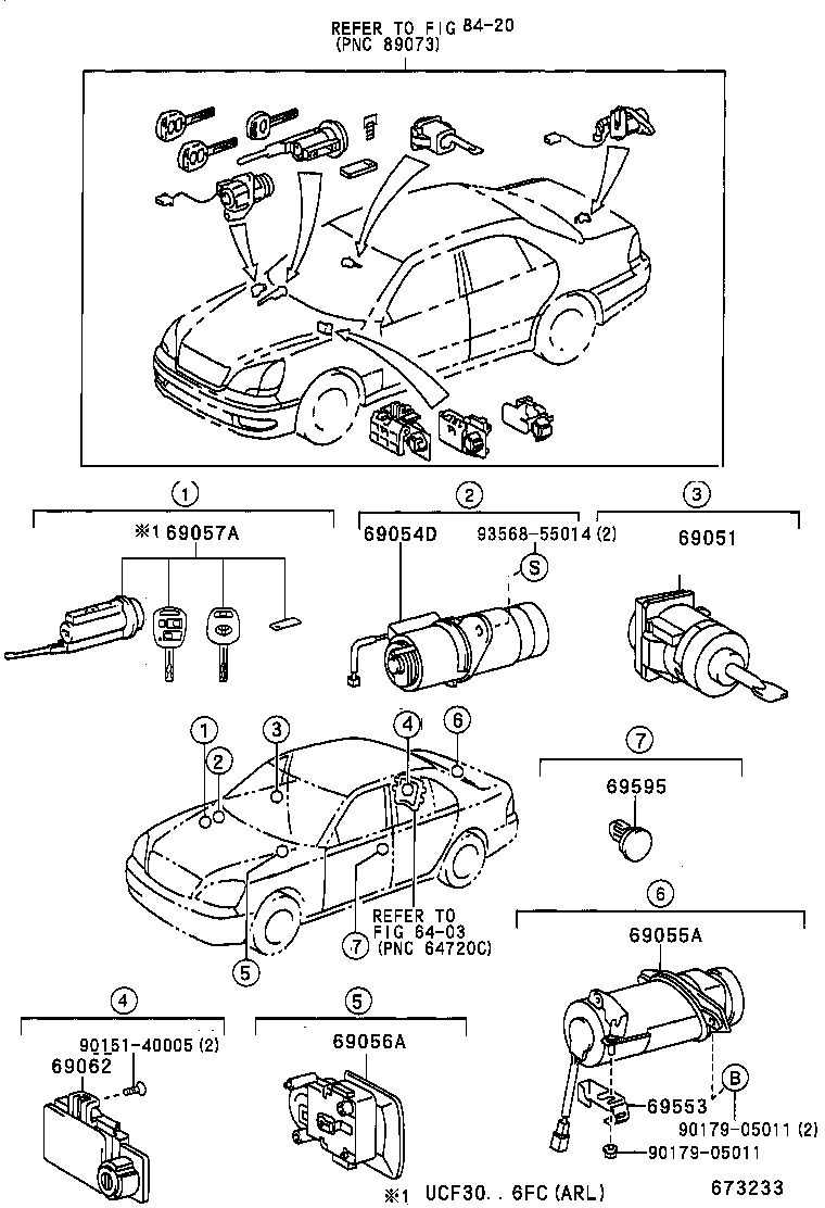 69052-50140 CYLINDER & KEY SET, DOOR LOCK, LH product image