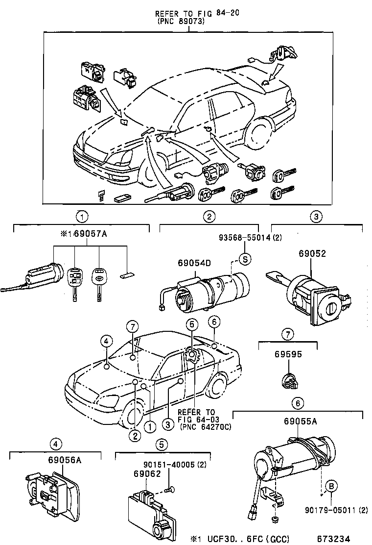 69052-50140 CYLINDER & KEY SET, DOOR LOCK, LH product image