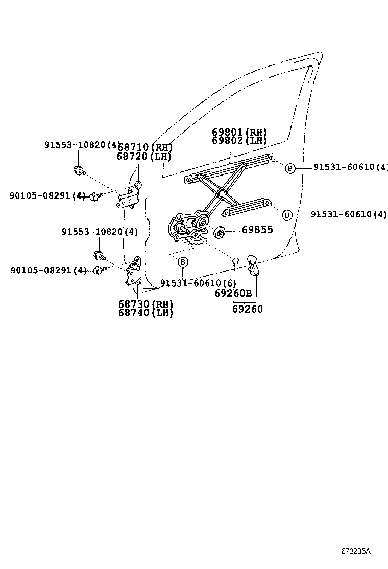 Toyota 68740-52010 HINGE ASSY, FRONT DOOR, LOWER LH