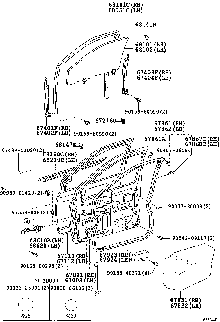 Toyota 67404-52010 FRAME SUB-ASSY, FRONT DOOR, REAR LOWER LH