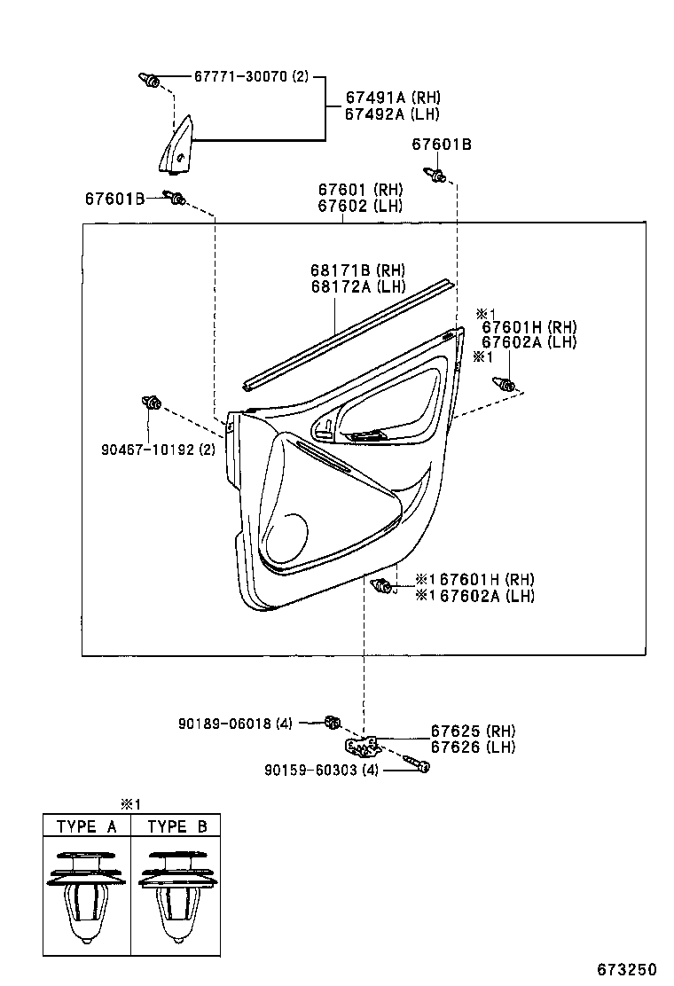 67002-52290 PANEL SUB-ASSY, FRONT DOOR, LH product image