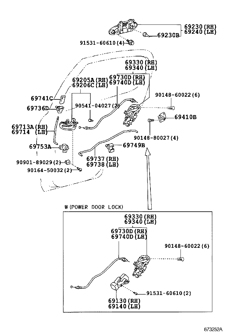 Toyota 69230-52020-C0 HANDLE ASSY, REAR DOOR OUTSIDE, RH