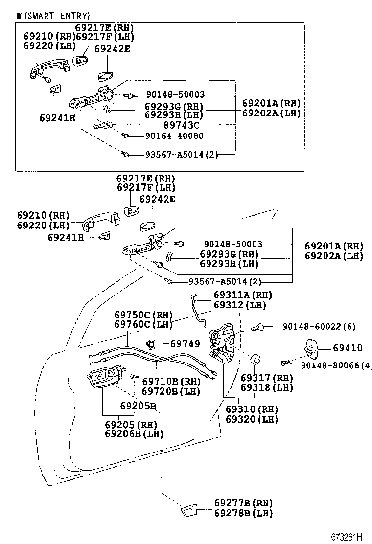 Toyota 69210-12320-C1 HANDLE ASSY, FRONT DOOR, OUTSIDE RH