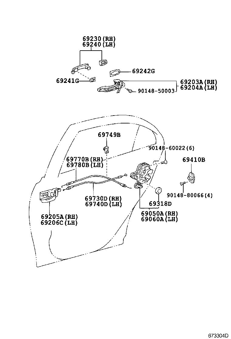 69217-05903-A0 HANDLE ASSY, REAR DOOR OUTSIDE, RH product image