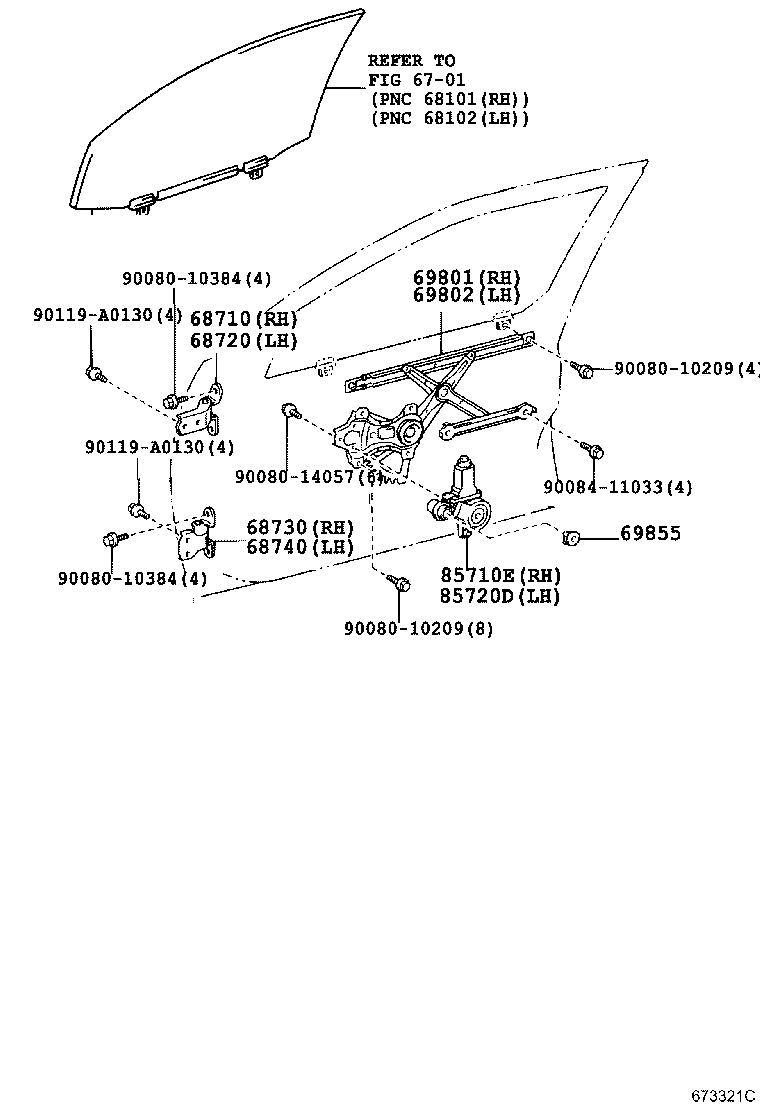 Toyota 69802-0E010 REGULATOR SUB-ASSY, FRONT DOOR WINDOW, LH