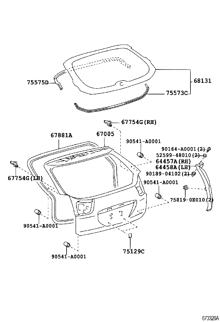 Toyota 67005-0E080 PANEL SUB-ASSY, BACK DOOR