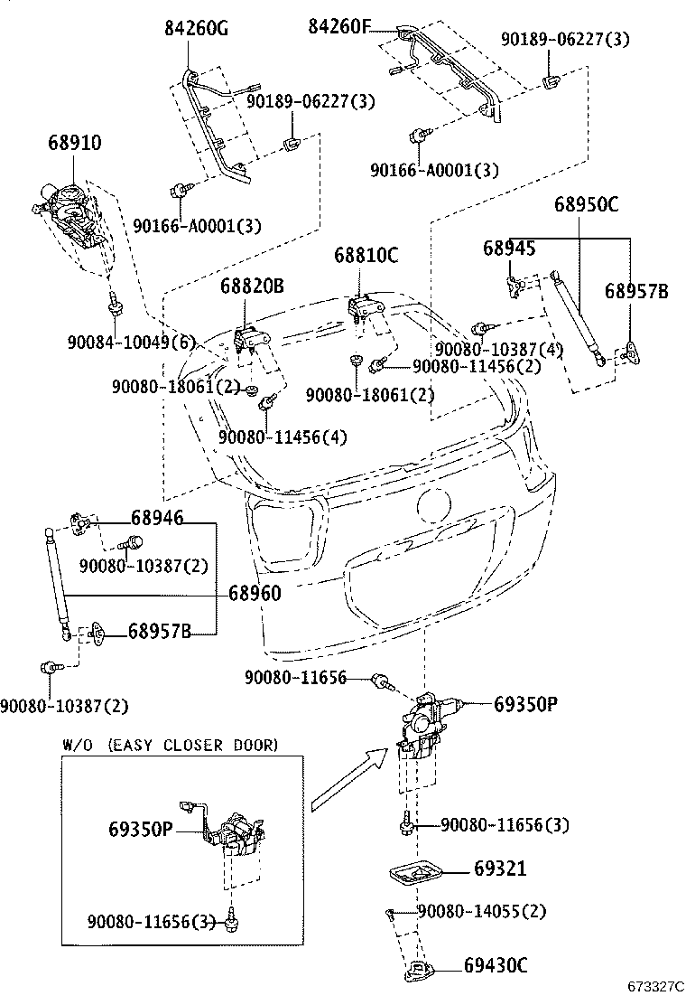 Toyota 68810-0E020 HINGE ASSY, BACK DOOR, RH