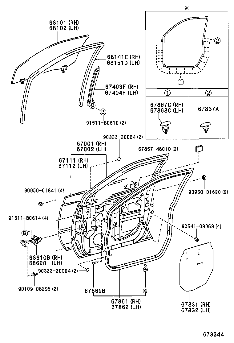 67002-48030 PANEL SUB-ASSY, FRONT DOOR, LH product image