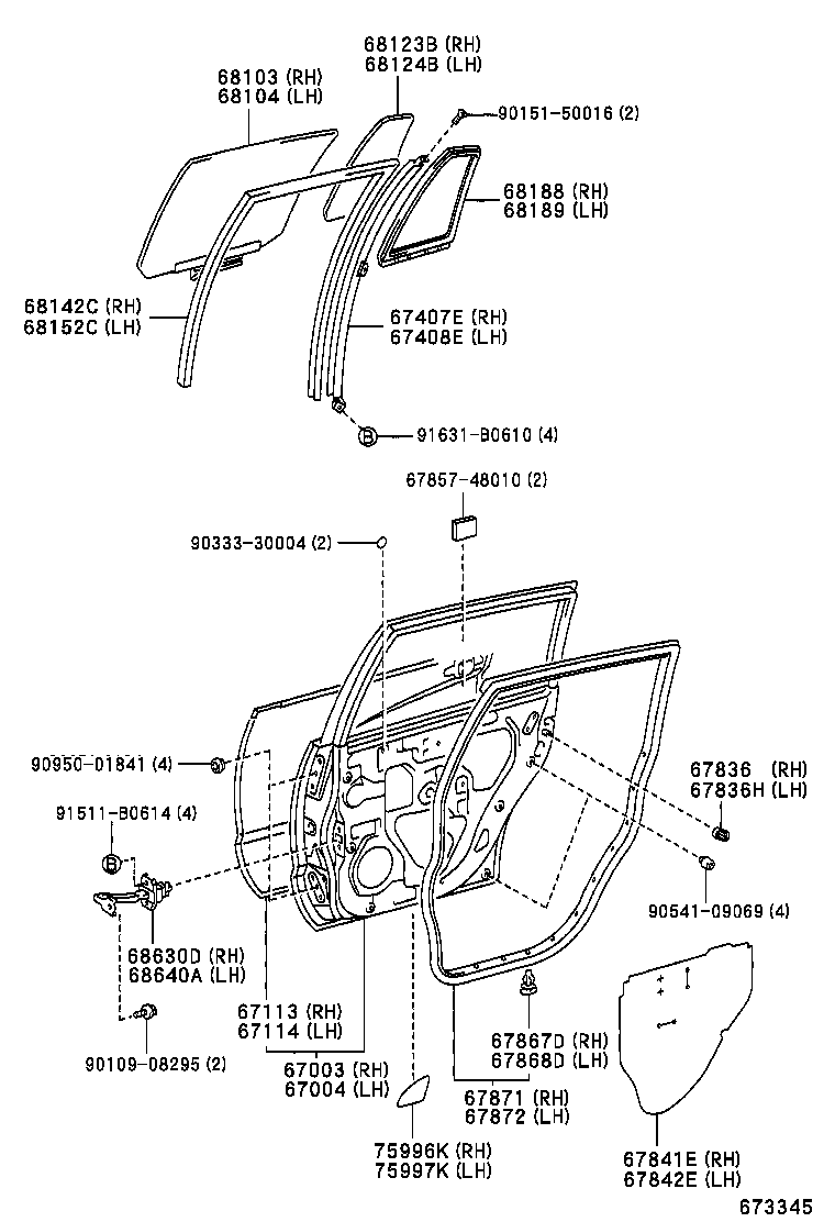 67003-48050 PANEL SUB-ASSY, REAR DOOR, RH product image