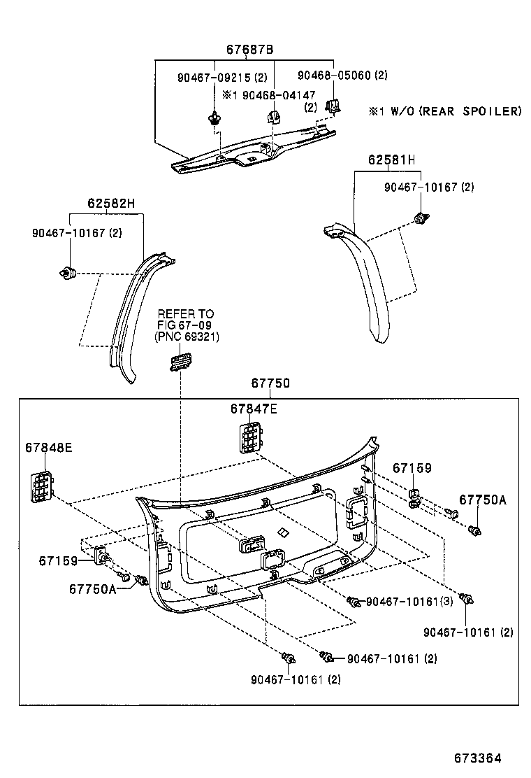 67159-28010 RETAINER, BACK DOOR TRIM product image