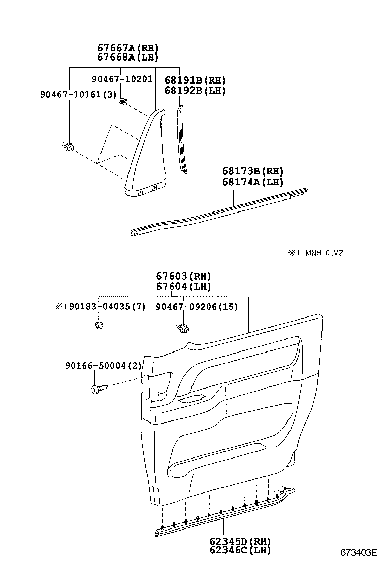 62345-58010 WEATHERSTRIP, SLIDE DOOR, NO.3 RH product image