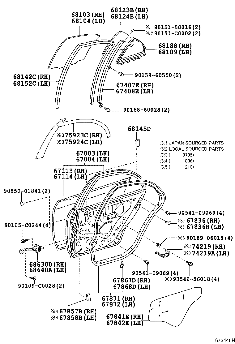 67113-02100 PANEL, REAR DOOR, OUTER RH product image