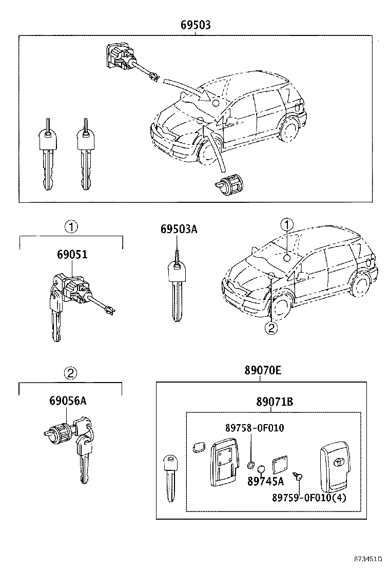 69005-0F020 CYLINDER SET, LOCK product image
