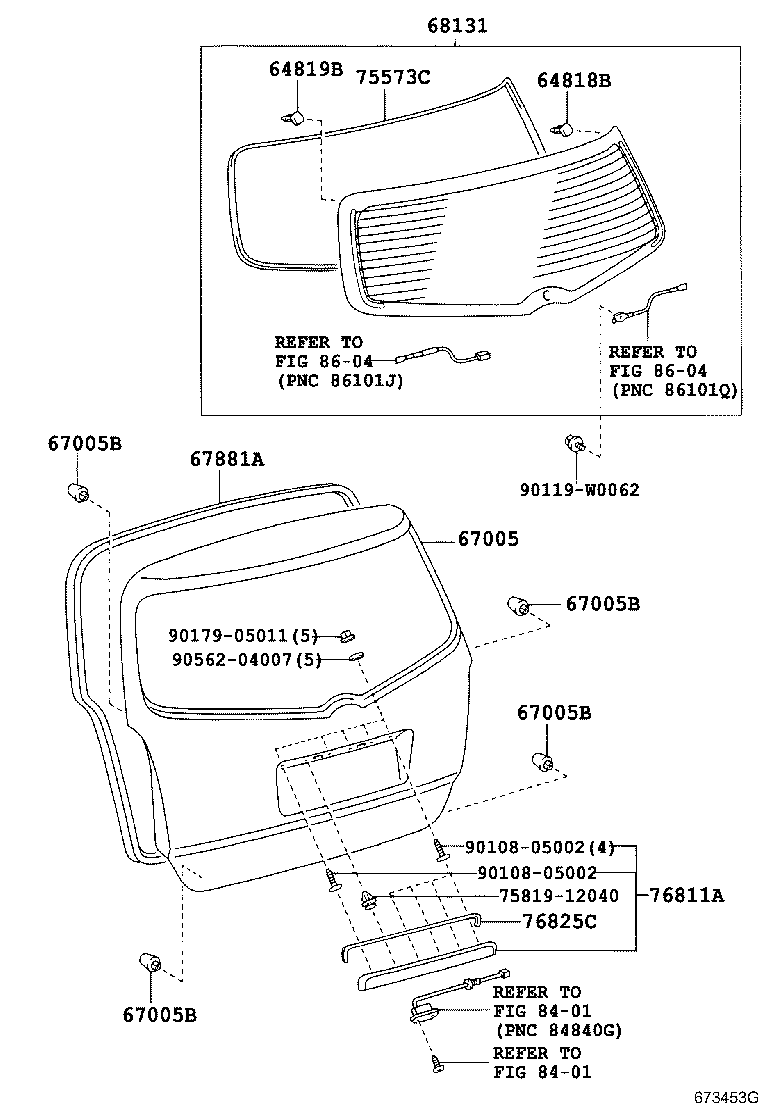64818-64010 SPACER, BACK DOOR GLASS, NO.1 product image