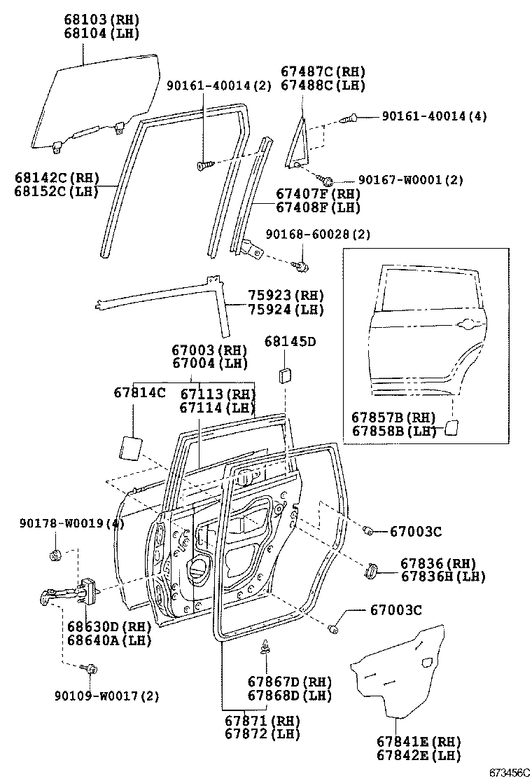 67004-0F010 PANEL SUB-ASSY, REAR DOOR, LH product image