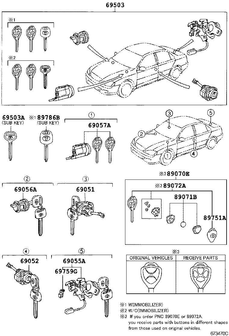 69005-06130 CYLINDER SET, LOCK product image