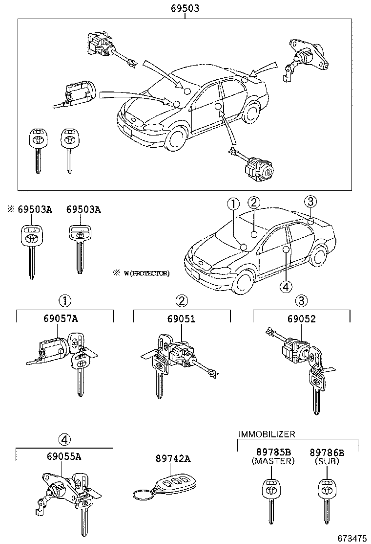 69005-02080 CYLINDER SET, LOCK product image