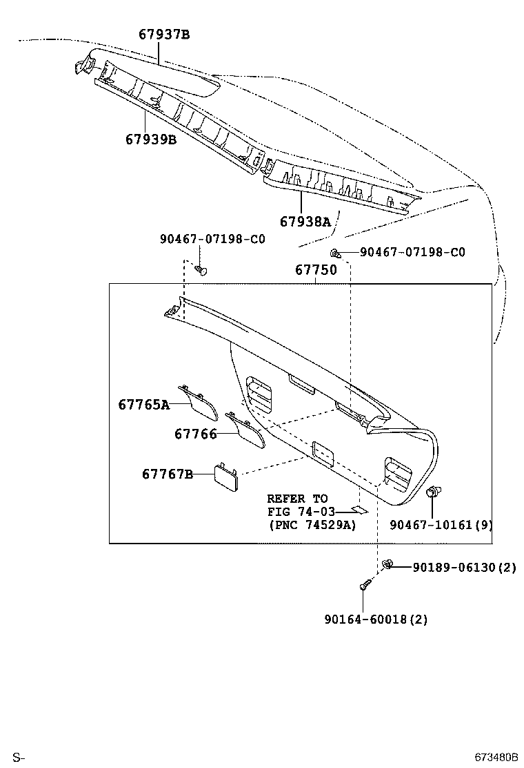 Toyota 67938-21020-B0 GARNISH, BACK DOOR SIDE, LH