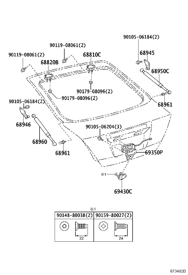 Toyota 68946-21040 BRACKET, BACK DOOR DAMPER STAY, UPPER LH