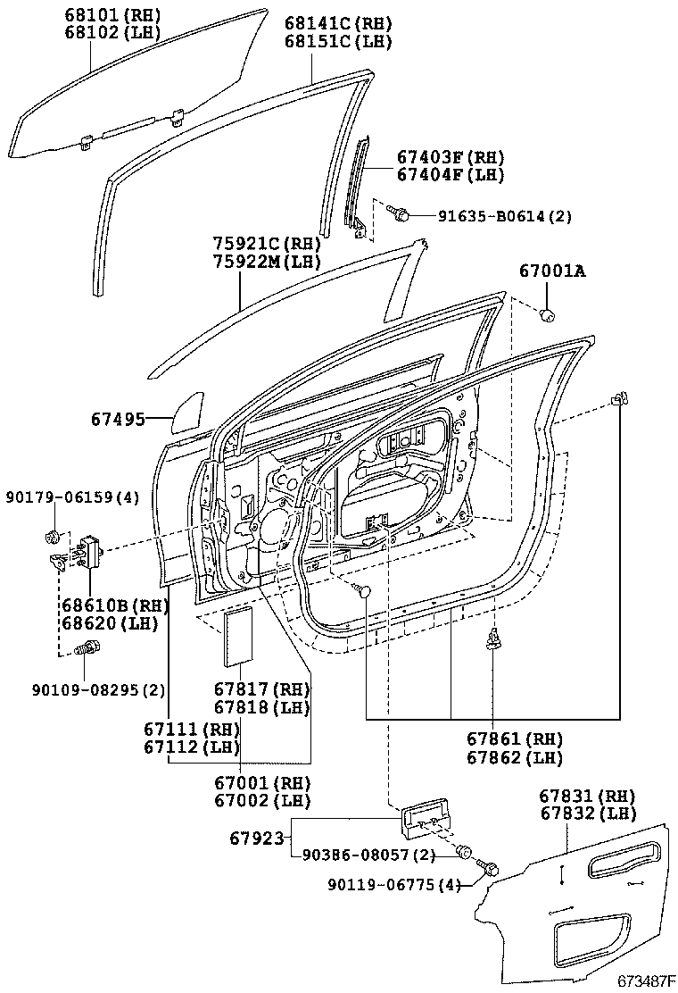 Toyota 67002-21160 PANEL SUB-ASSY, FRONT DOOR, LH