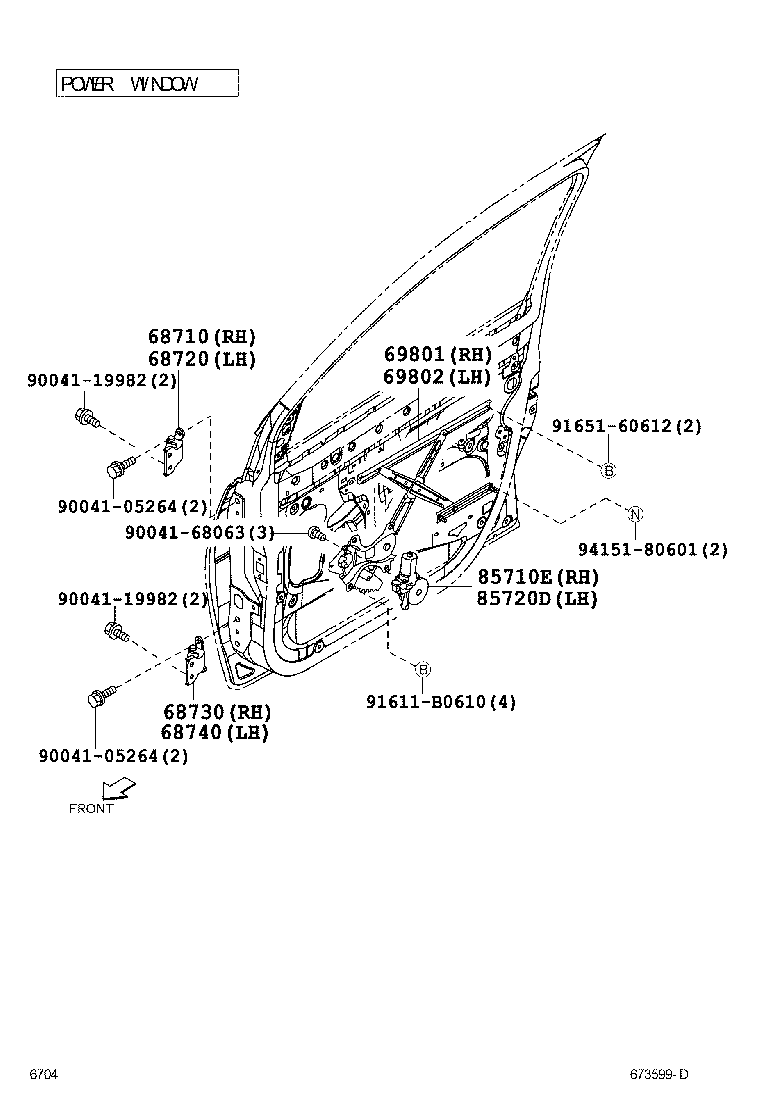 69801-B1010 REGULATOR SUB-ASSY, FRONT DOOR WINDOW, RH product image