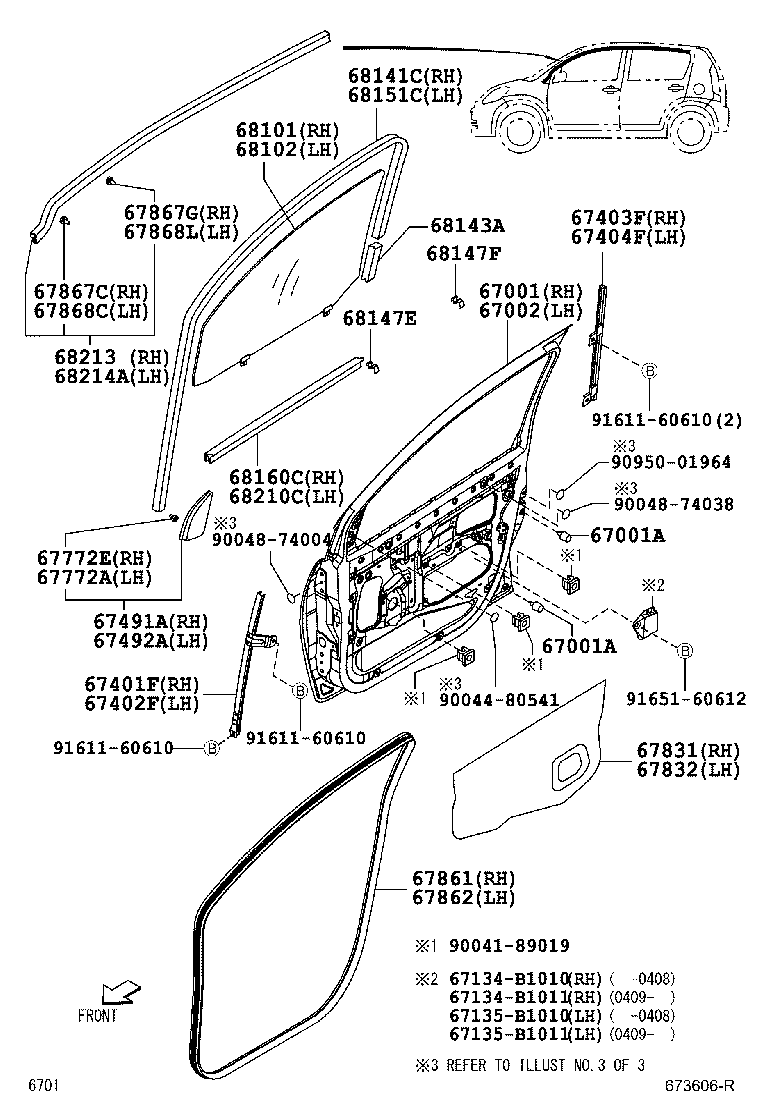 67404-B1010 FRAME SUB-ASSY, FRONT DOOR, REAR LOWER LH product image