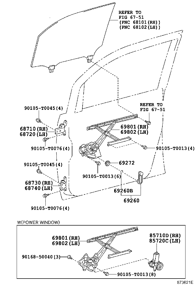 69801-0K060 REGULATOR SUB-ASSY, FRONT DOOR WINDOW, RH product image