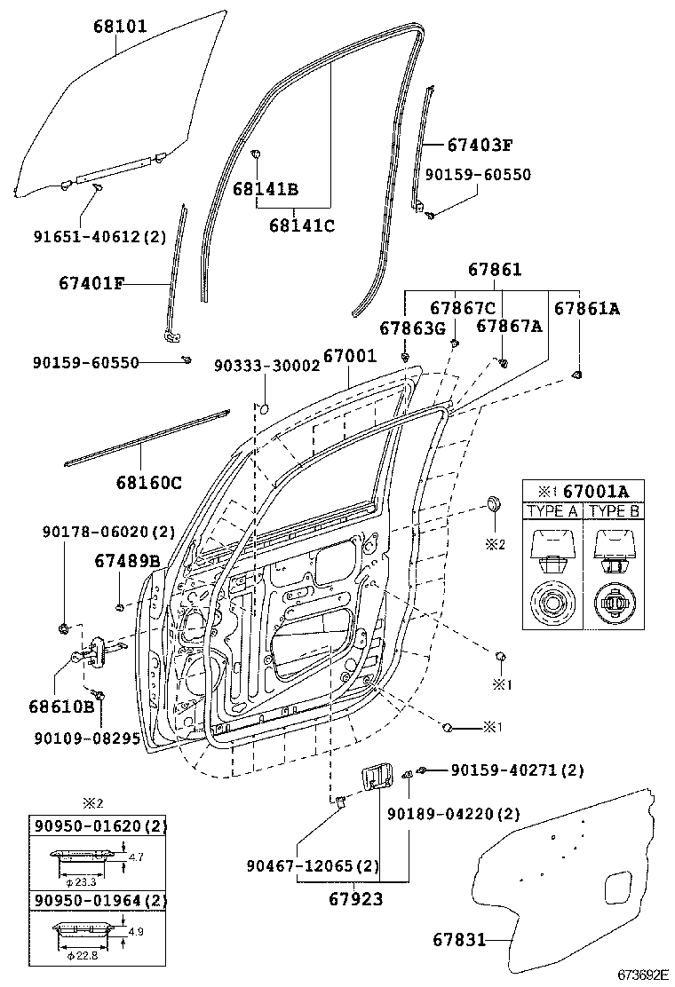 67401-52070 FRAME SUB-ASSY, FRONT DOOR, FRONT LOWER RH product image
