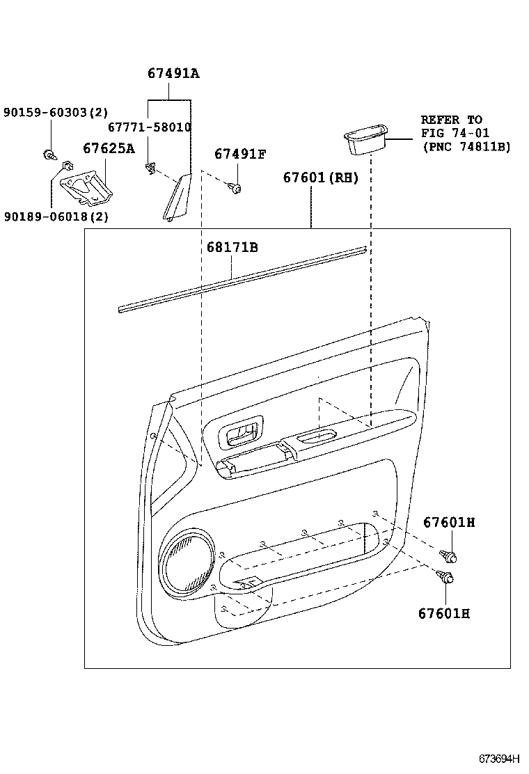67401-52070 FRAME SUB-ASSY, FRONT DOOR, FRONT LOWER RH product image