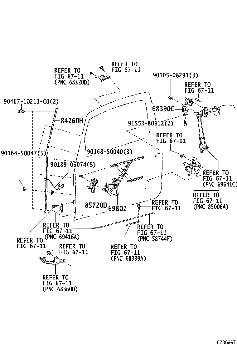 69801-52110 REGULATOR SUB-ASSY, FRONT DOOR WINDOW, RH product image