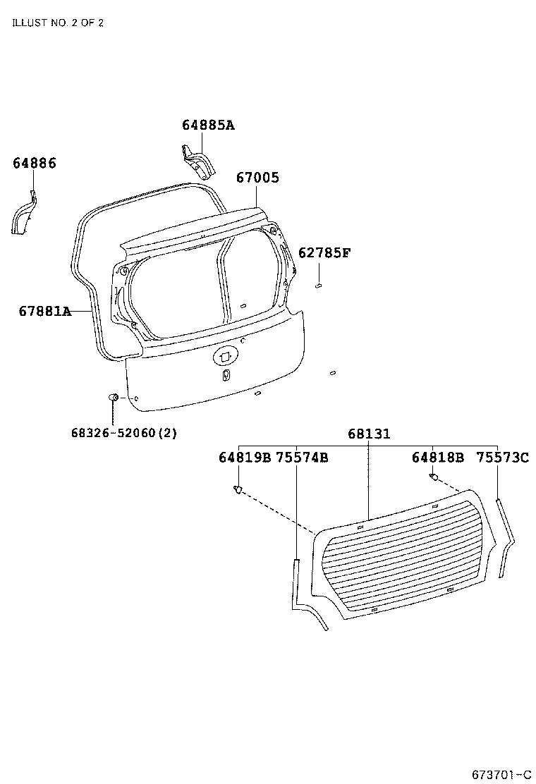 64818-52040 SPACER, BACK DOOR GLASS, NO.1 product image