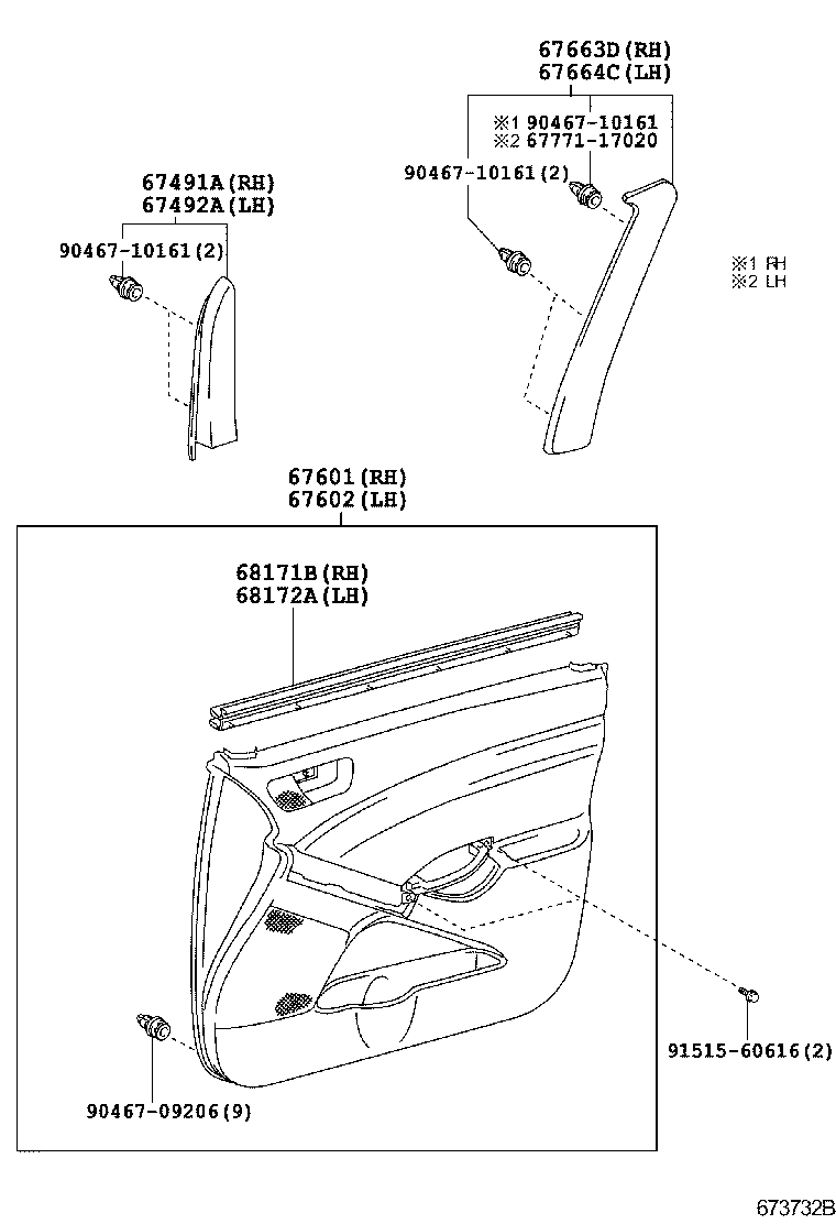 67404-44050 FRAME SUB-ASSY, FRONT DOOR, REAR LOWER LH product image