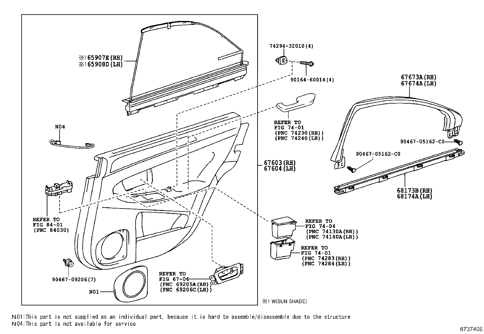 68113-30780 GLASS SUB-ASSY, REAR DOOR, RH product image