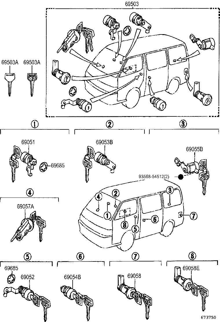69503-26360 CYLINDER SET, LOCK product image
