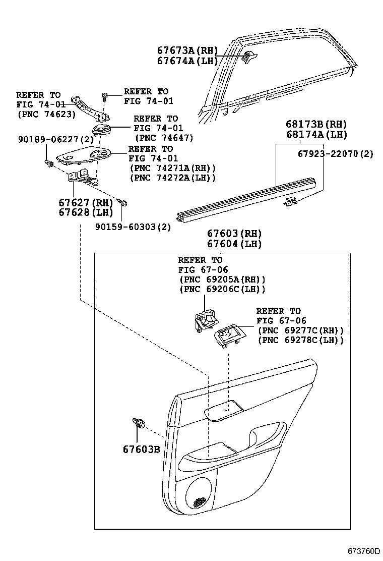 67643-22010 BRACKET, REAR DOOR TRIM, RH product image