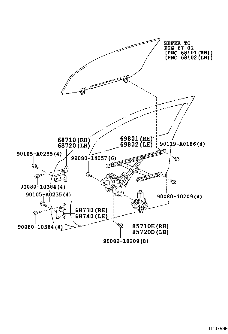 Toyota 85710-0E010 MOTOR ASSY, POWER WINDOW REGULATOR, RH