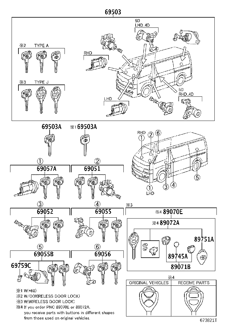 Toyota 69005-26521 CYLINDER SET, LOCK
