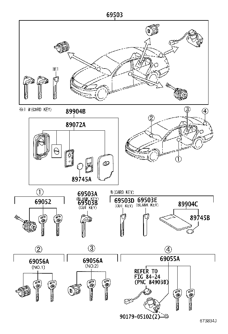 Toyota 69005-30C40 CYLINDER SET, LOCK