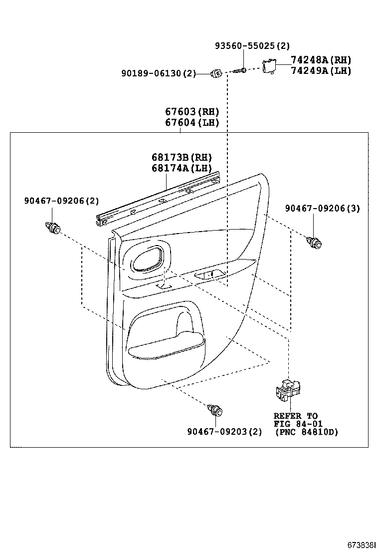 68140-52210 GLASS SUB-ASSY, REAR DOOR, LH product image