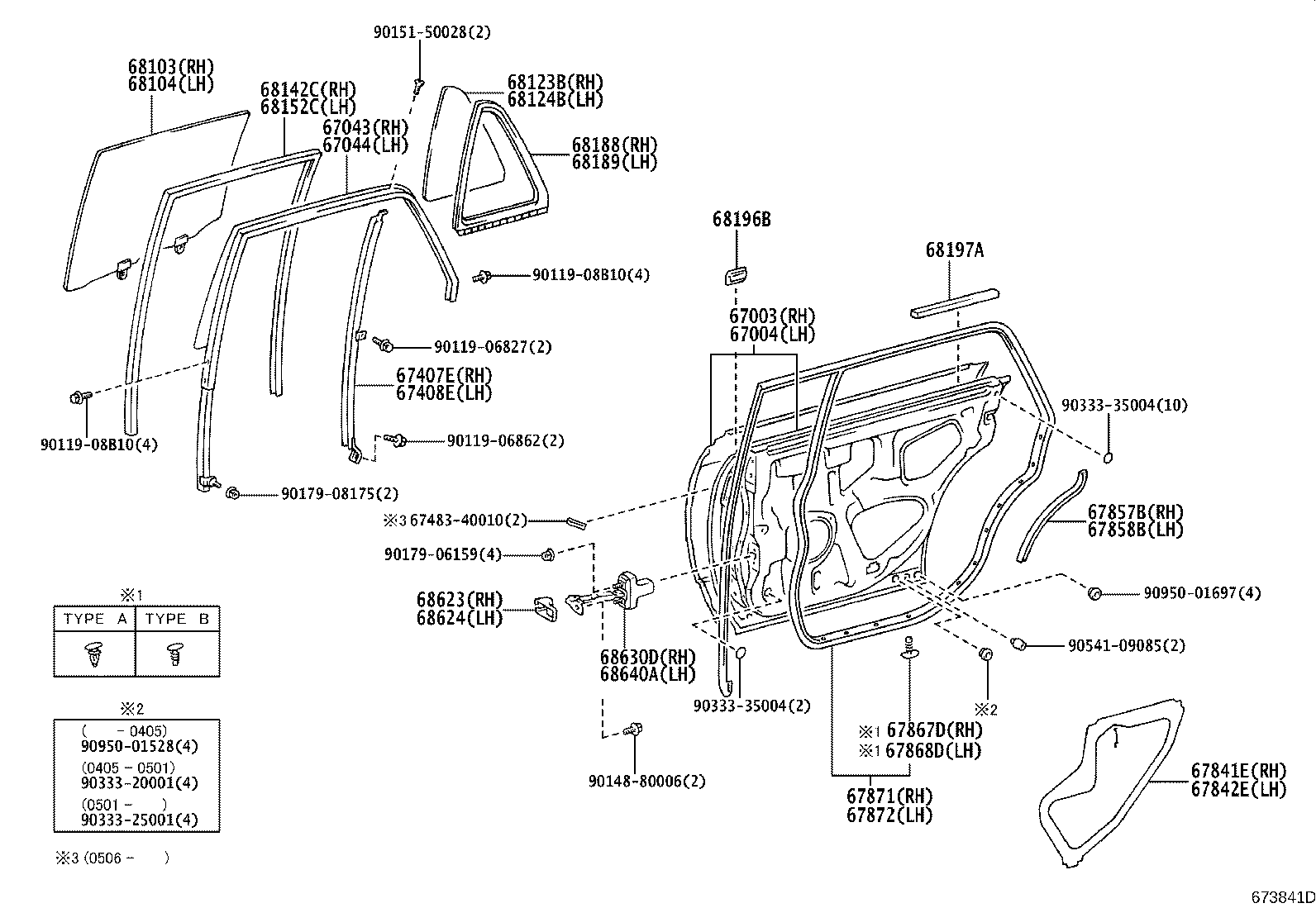 68103-40080 GLASS SUB-ASSY, REAR DOOR, RH product image