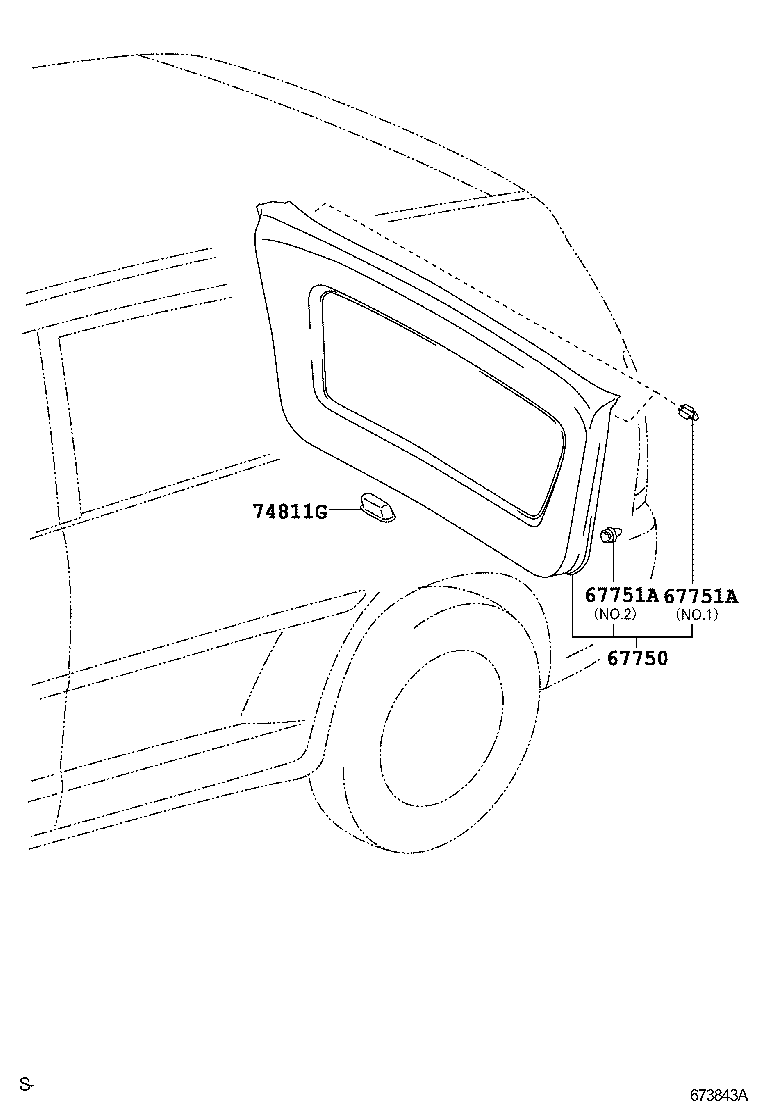 64827-0K010 CLIP, BACK WINDOW GLASS, RH product image