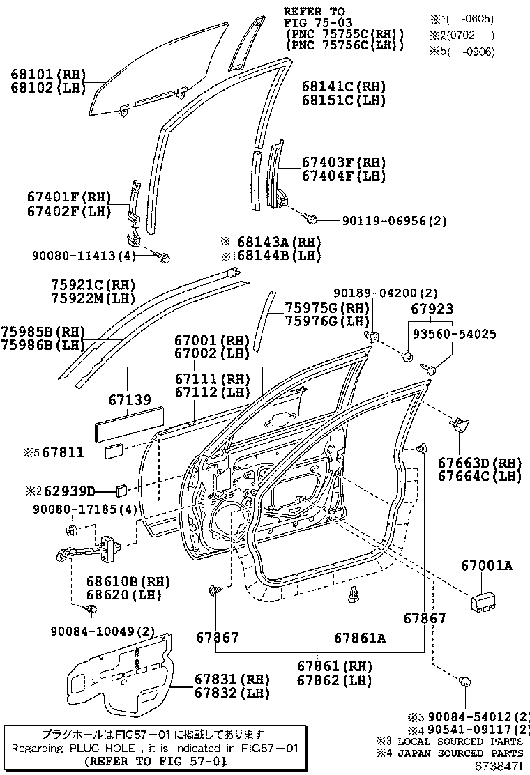 Toyota 67610-07050-C2 BOARD SUB-ASSY, FRONT DOOR TRIM, RH