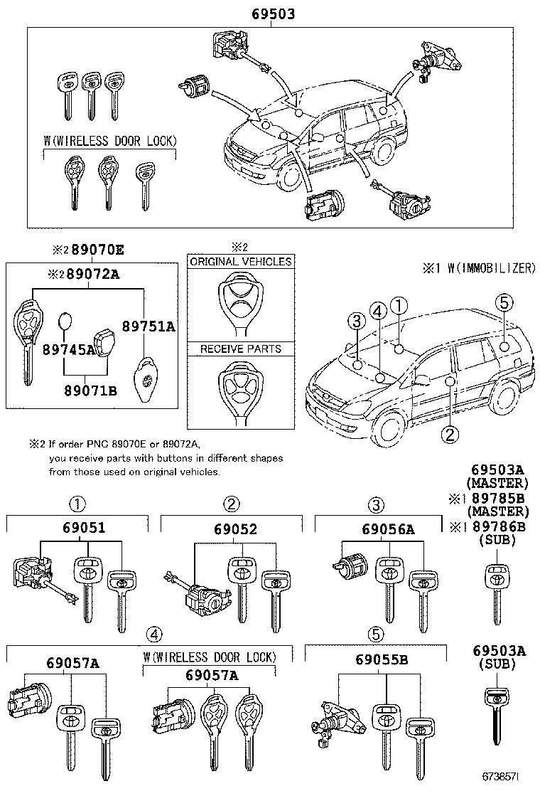69005-0K211 CYLINDER SET, LOCK product image