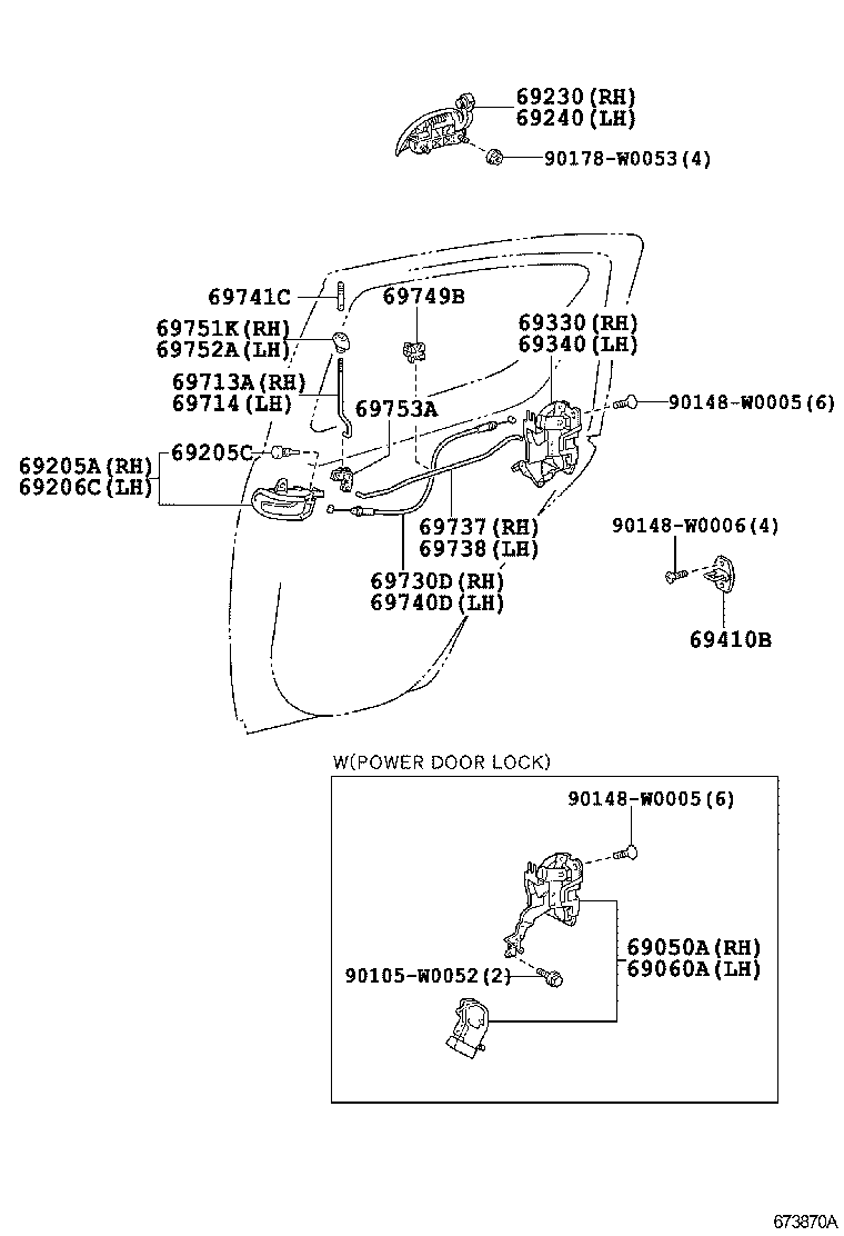 69749-0H010 CLAMP, REAR DOOR LOCK LINK product image