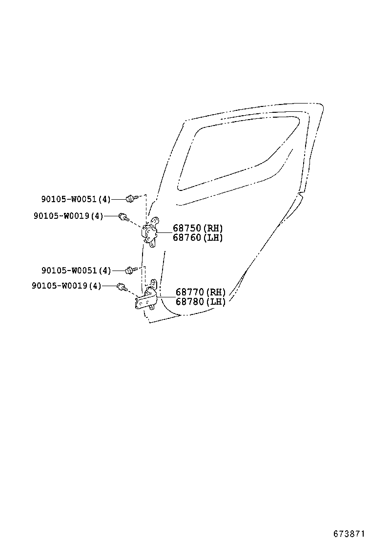 68780-0H010 HINGE ASSY, REAR DOOR, LOWER LH product image