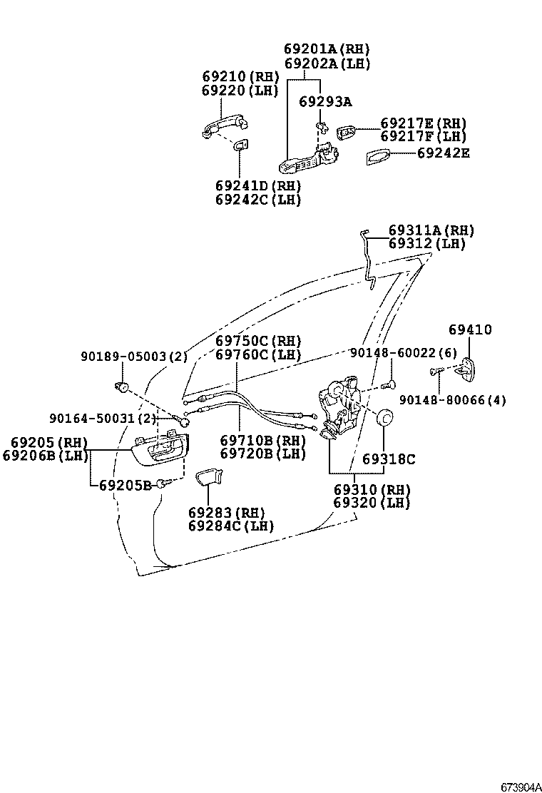 Toyota 69206-48050-B0 HANDLE SUB-ASSY, FRONT DOOR INSIDE, LH