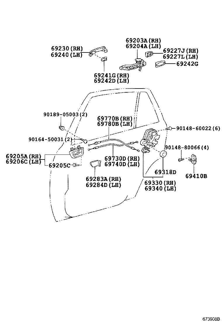 69211-28070-E4 HANDLE ASSY, REAR DOOR OUTSIDE, RH product image