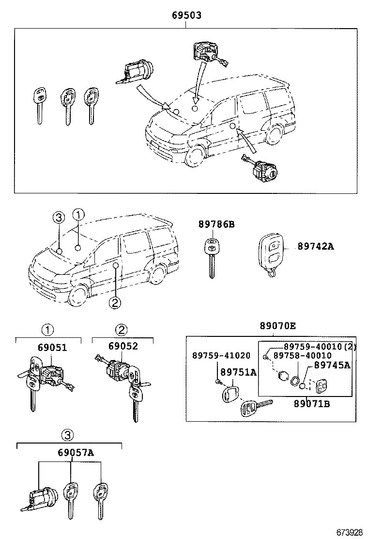 69005-58200 CYLINDER SET, LOCK product image
